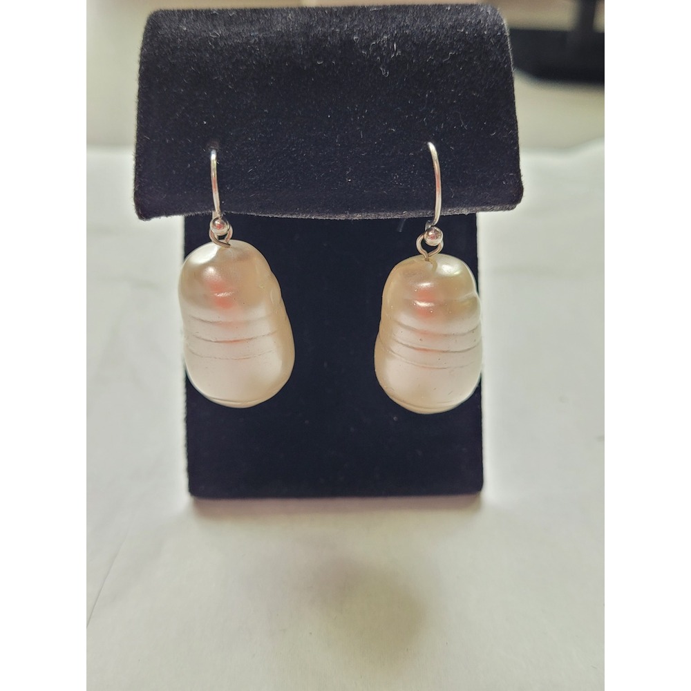 Womens Earrings Baroque Pearl White Drop Dangle Iridescent Bridal